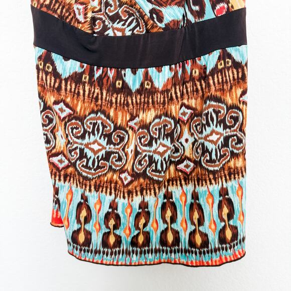 Y2K IZ Byer Halter Tank Top Brown Blue Size L Boho‎ Ethnic Print Indie Sleaze - Picture 3 of 9